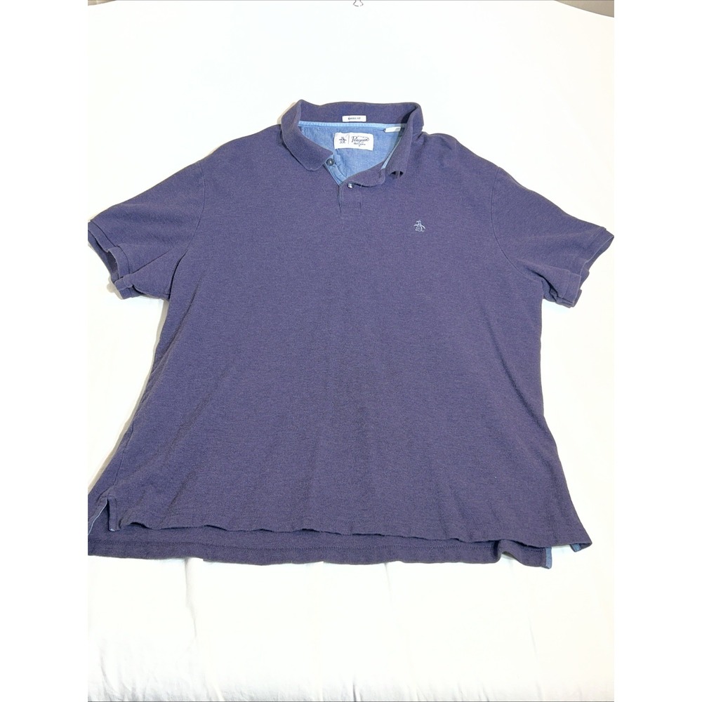 Original Penguin Mens XXL Purple Classic Fit Cotton Pique Polo Shirt OP4368